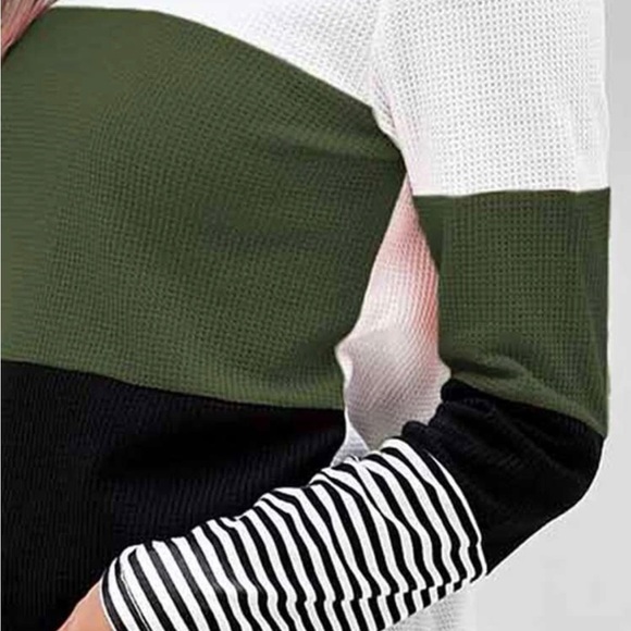 Colour-block waffle striped shirt - Picture 3 of 3